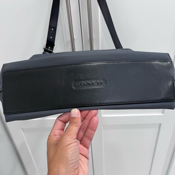 Coach Mercer Gray Nylon & Black Leather Trim Shoulder Bag Vintage - Picture 5 of 6